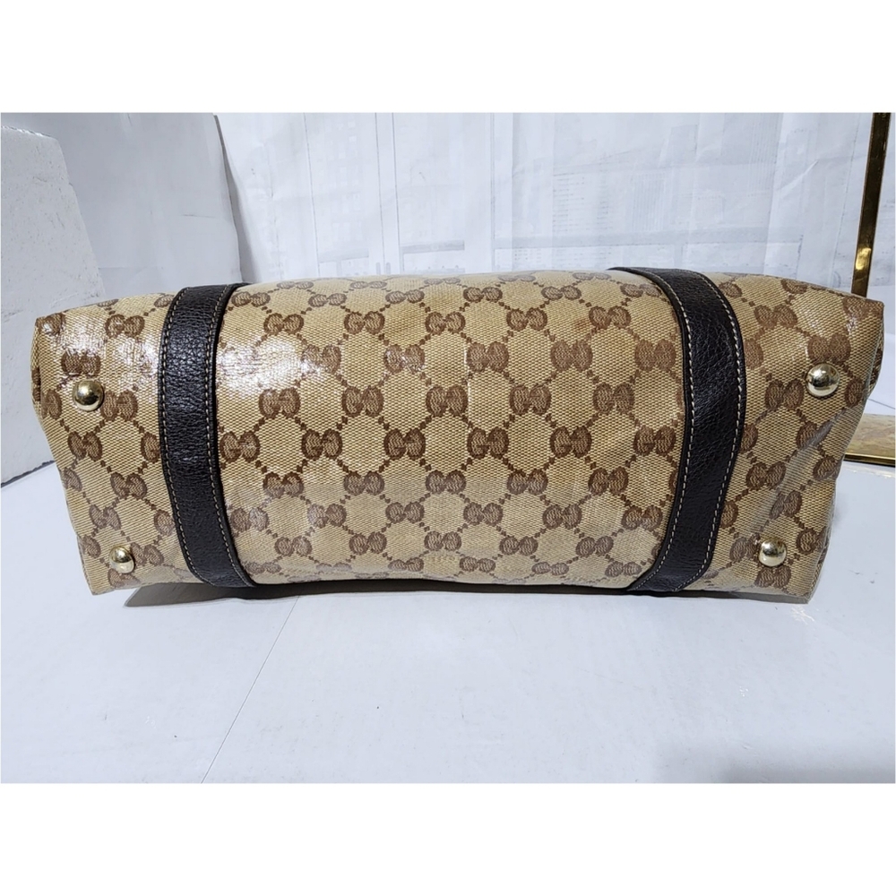 GUCCI Crystal Monogram Medium Abbey Tote Brown - Picture 9 of 12